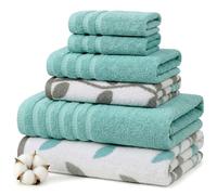Amrapur Pacific Coast Textiles - 6 Toallas teñidas de Hilo orgánico Color Aguamarina, 6 Piezas