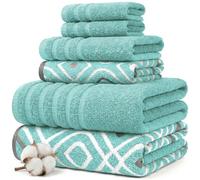 Amrapur Pacific Coast Textiles - 6 Toallas teñidas de Hilo Oxford Aqua, 6 Piezas, 40,6 x 25,4 x 12,7 cm