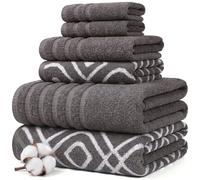 Amrapur Pacific Coast Textiles - 6 Toallas teñidas de Hilo Oxford Gris Ceniza, 6 Piezas