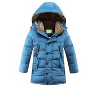 amropi Abrigo para Niño Invierno Chaqueta de Plumas con Capucha Cálido Parka Azul, 11-12 años