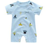 amropi Bebé Niñas Rayas Mono Verano Peleles Mameluco de Manga Corta Pijama Azul, 6-9 Meses