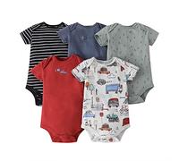 amropi Bebé Niños Body Pack de 5 Mono Mameluco Manga Corta Niñas Algodón Pelele Conjuntos Negro/Rojo/Blanco,6-9 Meses