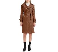 amropi Gabardina Mujer Doble Botonadura Abrigos Prueba de Viento con Cinturón Trench Chaqueta Marrón, M