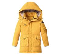 amropi Niño Abrigos de Plumas Invierno Chaqueta con Capucha Acolchada Parka Cálido Jacket Amarillo, 5-6 años