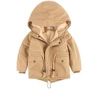 amropi Niños Chico con Capucha Anorak Invierno Chaqueta Forro polar Cálido Abrigos (Caqui,8-9 años)