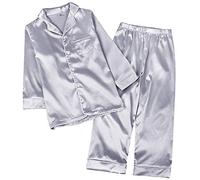 amropi Pijama de Familia Manga Larga Pijamas de satén 2 Piezas Ropa de Dormir para Mujer Niñas