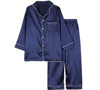 amropi Pijama de Familia Manga Larga Pijamas de satén 2 Piezas Ropa de Dormir para Mujer Niñas