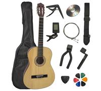 AMROVA Pack Guitarra Clásica 3/4 (Niño) Diestro o Zurdo 10 Accesorios Patio Video y CD (Natural, Derecho)
