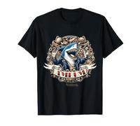 Amrum Fan Design Heavy Metal Tiburón Letras Camiseta