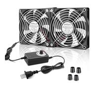 AmRunJe Ventilador de carcasa de computadora de 120 mm x 2 con enchufe de CA velocidad variable 110 V - 240 V para máquina minera, chasis, servidor, estación de trabajo de refrigeración