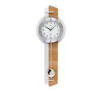 AMS. Reloj de pared colgante inalámbrico 5271, moderno, madera, cristal mineral, para salón, fabricado en Alemania