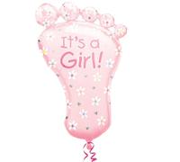 Amscan 07690 01 - Globo de foil Super Shape pie "It's a Girl!", tamaño 82 cm, volumen 40 litros, globo de helio