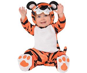 amscan 10132320 - Disfraz pequeño con capucha de cabeza de tigre (12 a 24 meses)