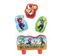 Amscan 171554-55 - Velas de Super Mario, Happy Birthday, 4 unidades, velas de cumpleaños