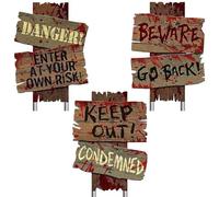 Amscan 190463 - Señales de advertencia de camino del cementerio espeluznante decoraciones de fiesta de Halloween - paquete de 3
