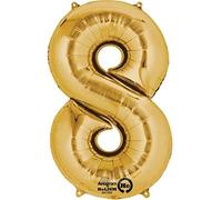 Amscan 22/55 x 35/88 cm Number 8 Super Shape Foil Balloon, Gold