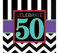 Amscan 33 cm 50th servilletas de Celebrar