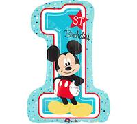 Amscan 3434301- Globo Super Shape Mickey 1er Cumpleaños, tamaño 48 x 71 cm, ratón, globo de helio, cumpleaños, decoración