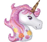 Amscan 3727301 - Globo Super Shape Magical Unicorn, tamaño 83 x 73 cm, unicornio, globo de helio, cumpleaños, decoración
