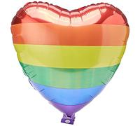 amscan Heart Shape Foil Balloon-1 PC Globo de aluminio con forma de corazón arcoíris-1 unidad, color sd-h: rainbow fun, Small (3790901)