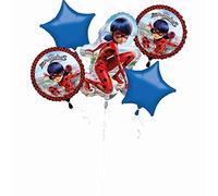 Amscan 3796501 - Globo Bouquet Miraculous, 5 piezas, Ladybug, souvenir, regalo