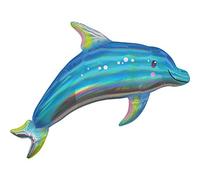 Amscan Globo foil Super Shape Delfín Azul Iridiscente 73 x 68 cm 40 L globo de helio
