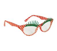 Amscan 397685-55 - Gafas de bastón de caramelo, rojo, blanco y verde, unisex, gafas divertidas con rayas y pestañas, Papá Noel, Santa Claus, elfo, Noche de Navidad, Fiesta temática, Carnaval
