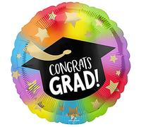 Amscan 4278601 4278601-Colorful Congrats Grad - Globo redondo (18 unidades), multicolor
