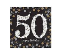 Amscan 511546 - Servilletas Sparkling Celebrations -plata/oro - 33 x33 cm - 16 piezas - número 50