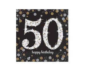 Amscan 511546 - Servilletas Sparkling Celebrations -plata/oro - 33 x33 cm - 16 piezas - número 50