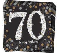 Amscan 511964 - Servilletas Sparkling Celebrations -plata/oro - 33 x33 cm - 16 piezas - número 70