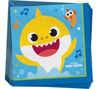 amscan- Baby Shark Luncheon Paper Napkins-16 Pcs Servilletas de papel para almuerzo, 16 unidades (512527)