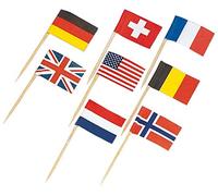 Amscan 5310 - 30 Mini pinchos con banderas, modelo aleatorio, 6,5 cm