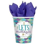 amscan 581975-66 - Vasos de papel (8 unidades, 250 ml), color blanco