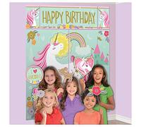 Amscan 670735 - Decoración de pared y accesorios de fotos de unicornio mágico para fiesta de cumpleaños, 17 unidades