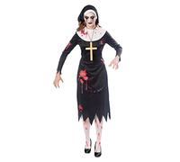 amscan 8-10 Disfraz de zombi de monja espeluznante, talla, liso, color negro/blanco/rojo, (9902702)