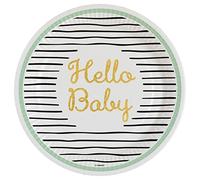 amscan 8 Platos Hello Baby Round Paper 23 cm, Papel, Multicolor, Talla única