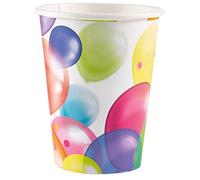 amscan 9900322-66 - Vasos de Globos, 8 Unidades, Volumen de llenado 250 ml, Papel, Globos, Vasos de cartón, Vasos de Fiesta, vajilla desechable, cumpleaños Infantiles