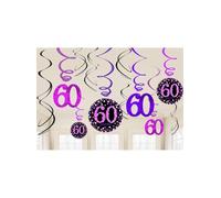 amscan 9900621 - Decoración colgante con diseño de espiral, color rosa brillante, 12 unidades, 1 paquete