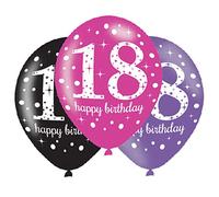 Amscan 9900874 - Globos de látex de 18 cumpleaños de 11 pulgadas, paquete de 6 unidades