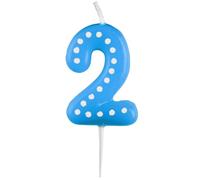 Amscan 9900912 - Vela número 2, altura 6,5 cm, vela para tartas, decoración para tartas, cumpleaños, decoración (surtido)