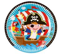 amscan 9902120-66 8 Platos Pirata Redondos Papel 23 cm