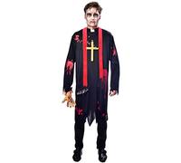 amscan 9902700 - Disfraz de vicario Sangriento Zombi con Collar de Cruz, Talla Grande, 1 Unidad