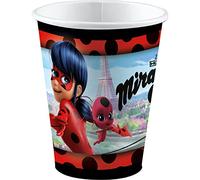 amscan 9902874-66 - Vasos Miraculous, 8 unidades, volumen de llenado 250 ml, papel, vasos de papel, vasos de fiesta, vajilla desechable, cumpleaños infantil