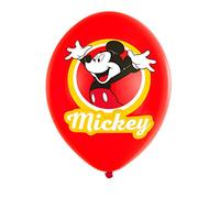Amscan 9903666 Mickey - Globos de látex (6 unidades), diseño de Mickey Mouse, color rojo y amarillo , color/modelo surtido