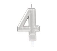 Amscan 9903692 - Vela de cumpleaños con número 4, color plateado , color/modelo surtido