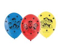 Amscan 9903825 Paw Patrol - Globos de látex (6 unidades), color rojo, azul y amarillo , color/modelo surtido