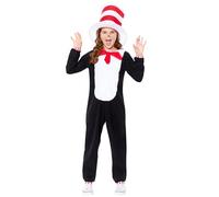 amscan 9904196 - Disfraz infantil del Dr. Seuss El gato en el sombrero del Día Mundial del Libro (8-10 años)