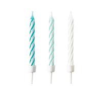 Amscan 9904365 - Velas de cumpleaños, 10 unidades Aqua Glamor, velas para tartas, cumpleaños infantiles, 7,5 cm