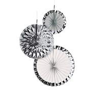 amscan 9904627 3 Abanicos Decorativos Plata